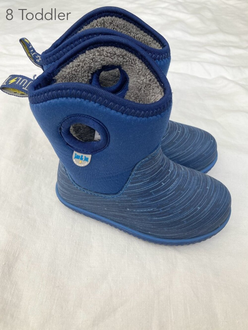 Jan & Jul Size 8 Toddler Blue Fleece Waterproof Boots Fall Winter Rain Boots